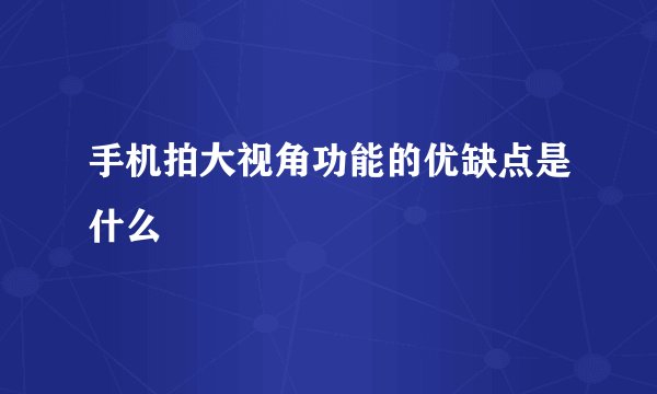 手机拍大视角功能的优缺点是什么