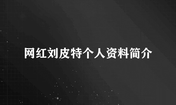 网红刘皮特个人资料简介