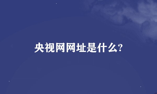 央视网网址是什么?
