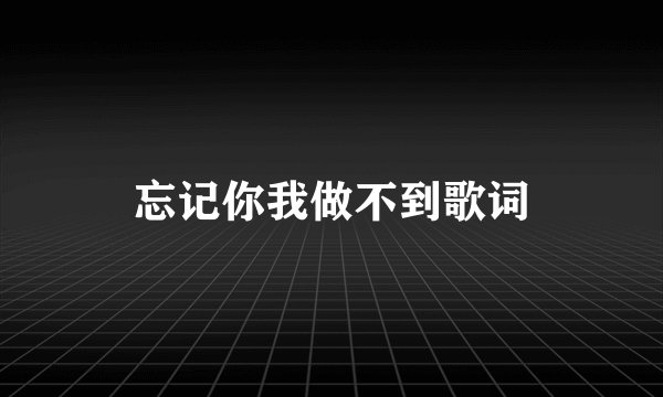 忘记你我做不到歌词