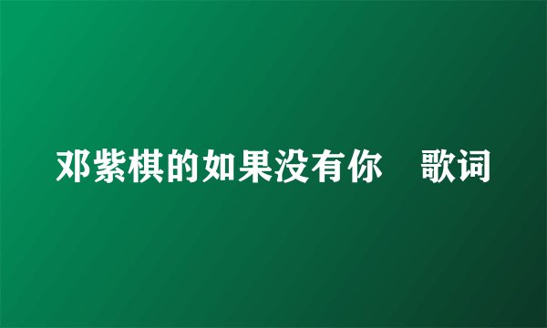邓紫棋的如果没有你 歌词