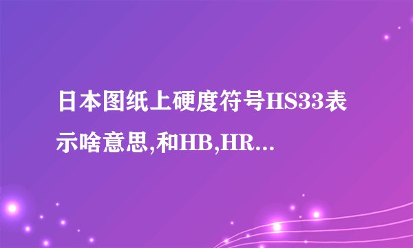 日本图纸上硬度符号HS33表示啥意思,和HB,HRC硬度有何区别,因特别着急...