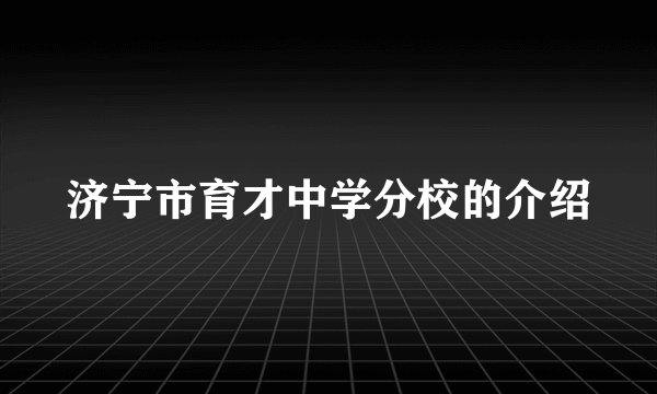 济宁市育才中学分校的介绍