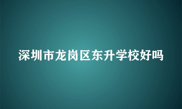深圳市龙岗区东升学校好吗