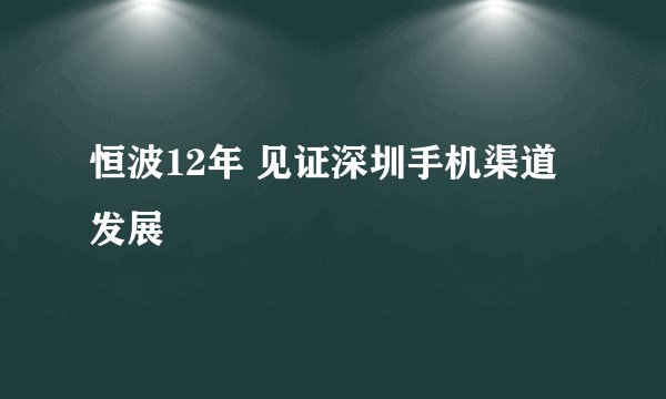 恒波12年 见证深圳手机渠道发展