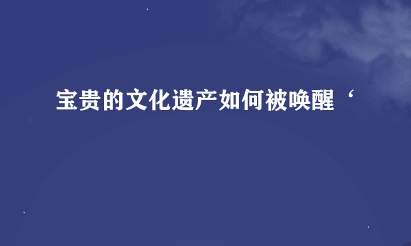 宝贵的文化遗产如何被唤醒‘
