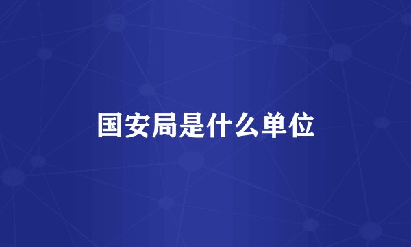 国安局是什么单位