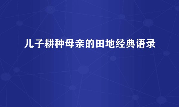 儿子耕种母亲的田地经典语录