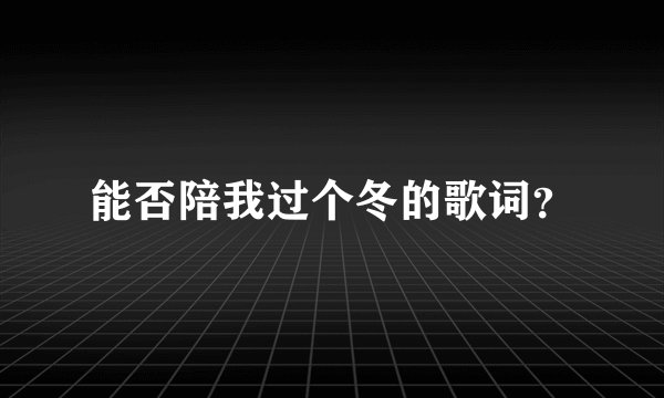 能否陪我过个冬的歌词？