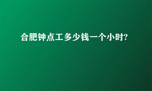 合肥钟点工多少钱一个小时?
