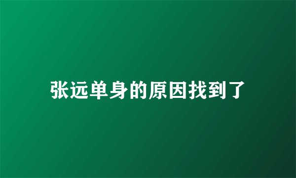 张远单身的原因找到了