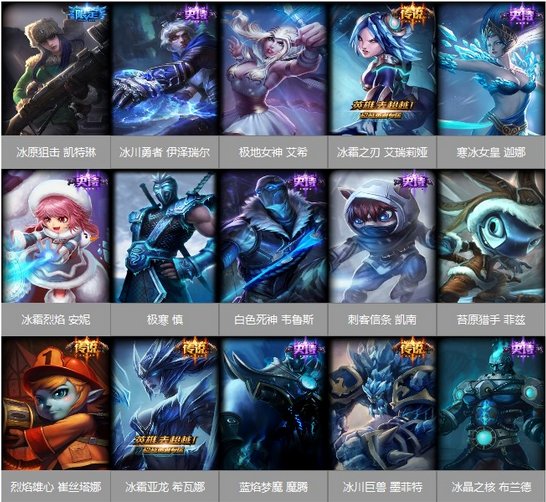 2015lol无限烈焰礼包有什么英雄皮肤？2015lol全明星绝对零度礼包一共多少钱