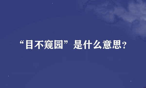 “目不窥园”是什么意思?