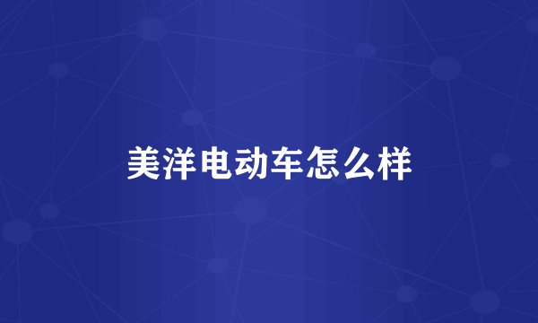 美洋电动车怎么样