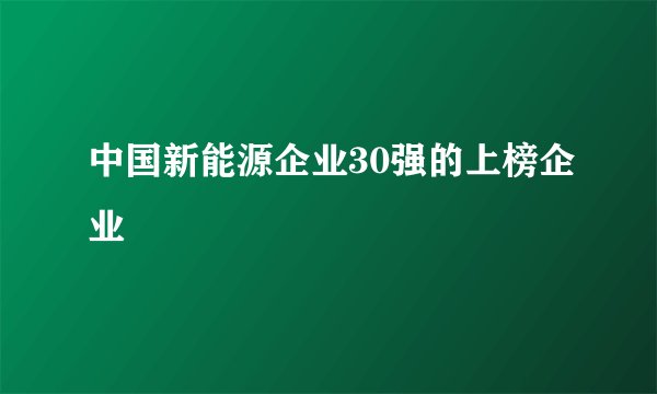 中国新能源企业30强的上榜企业