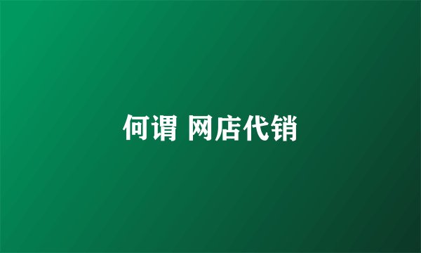 何谓 网店代销