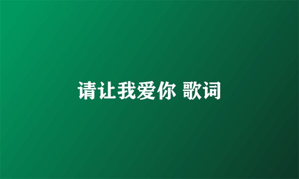 请让我爱你 歌词