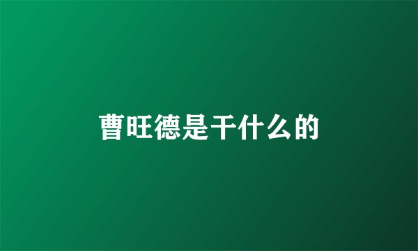 曹旺德是干什么的