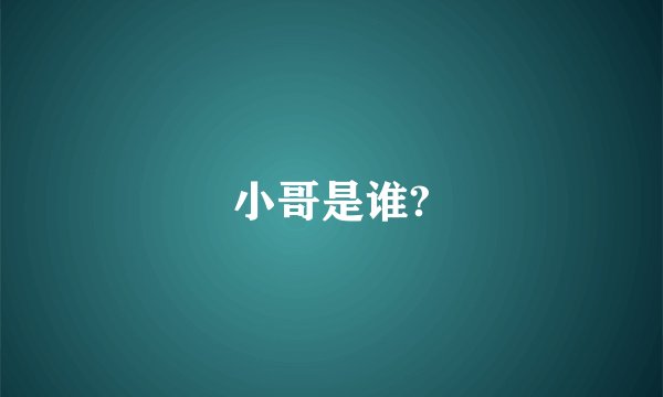 小哥是谁?