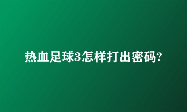 热血足球3怎样打出密码?