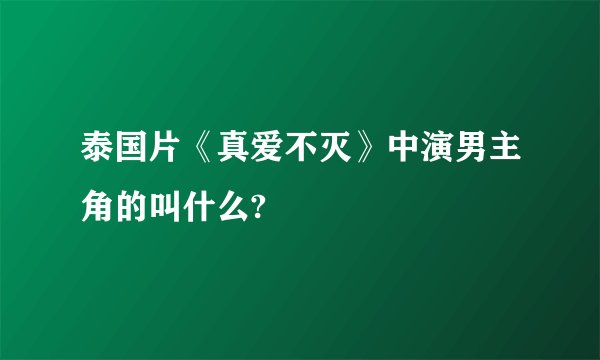 泰国片《真爱不灭》中演男主角的叫什么?