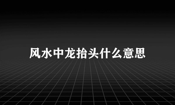 风水中龙抬头什么意思