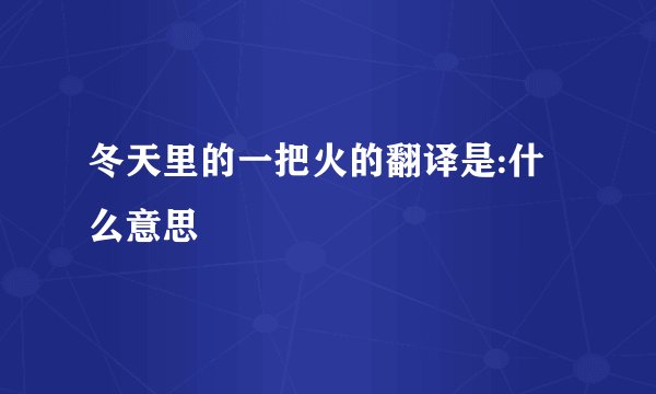 冬天里的一把火的翻译是:什么意思