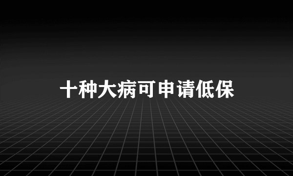 十种大病可申请低保