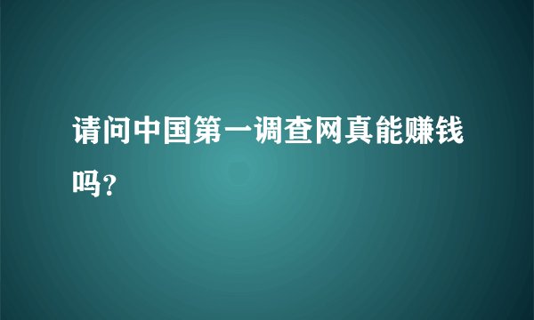 请问中国第一调查网真能赚钱吗？