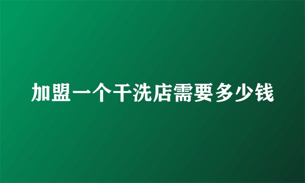 加盟一个干洗店需要多少钱