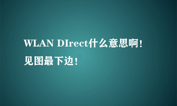 WLAN DIrect什么意思啊！见图最下边！