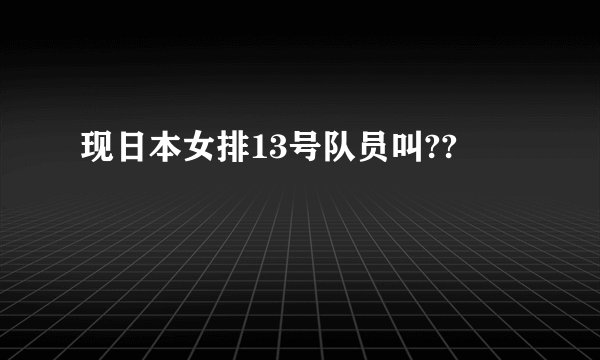 现日本女排13号队员叫??