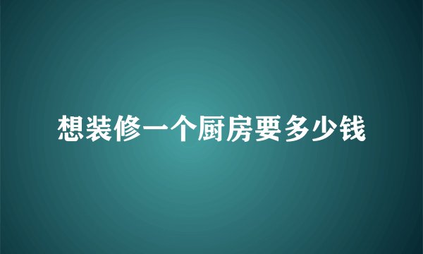 想装修一个厨房要多少钱