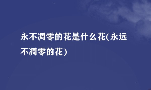 永不凋零的花是什么花(永远不凋零的花)
