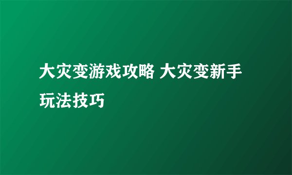 大灾变游戏攻略 大灾变新手玩法技巧