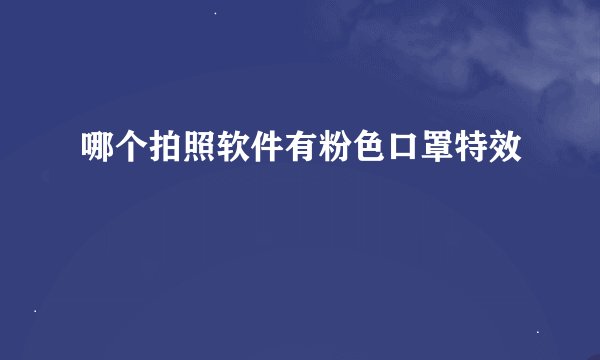 哪个拍照软件有粉色口罩特效