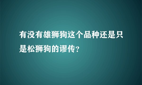有没有雄狮狗这个品种还是只是松狮狗的谬传？