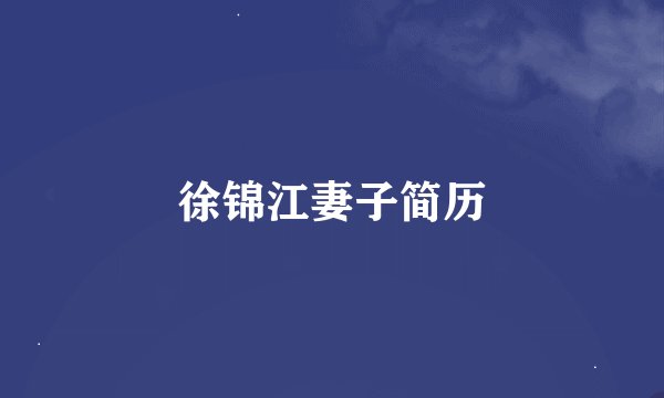 徐锦江妻子简历
