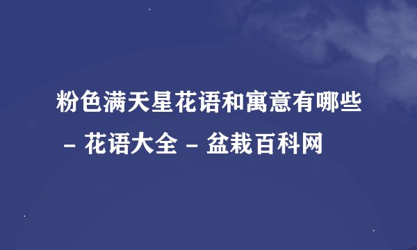 粉色满天星花语和寓意有哪些 - 花语大全 - 盆栽百科网