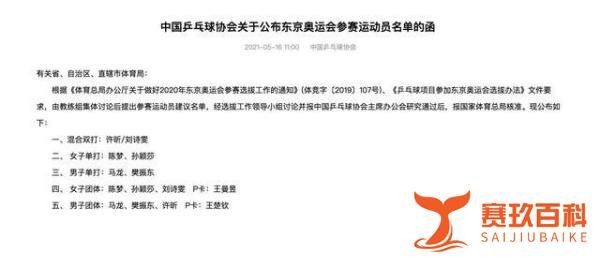 国乒公布东京奥运会参赛名单 这是咋情况？
