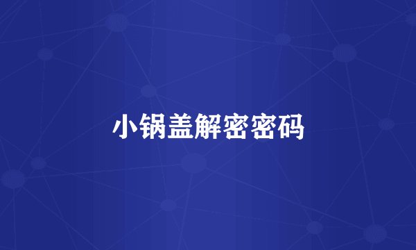 小锅盖解密密码
