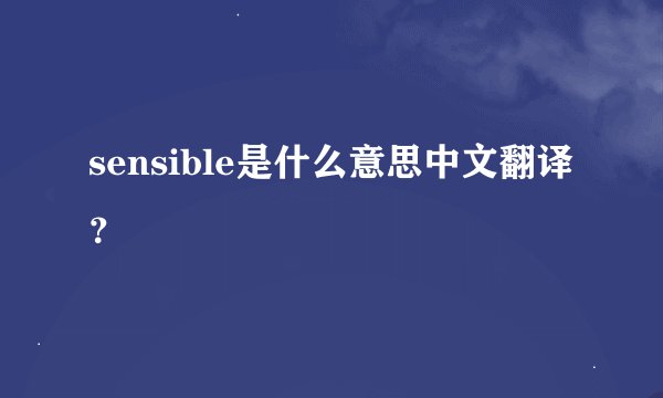 sensible是什么意思中文翻译？
