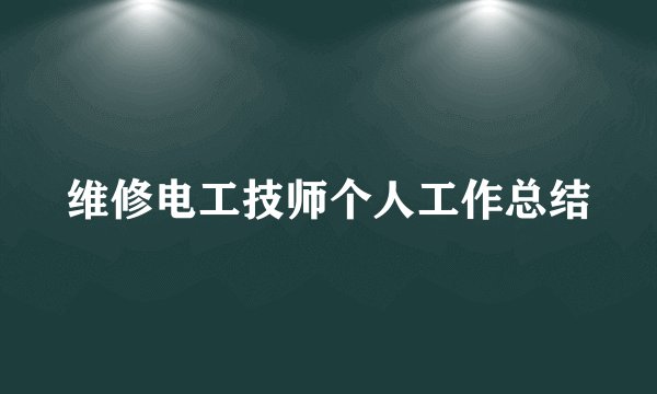 维修电工技师个人工作总结