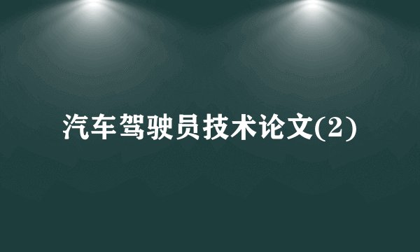 汽车驾驶员技术论文(2)