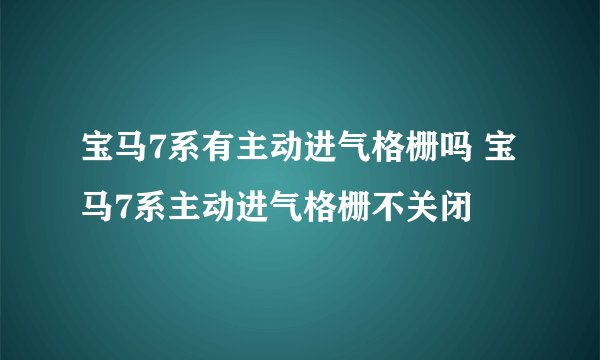 宝马7系有主动进气格栅吗 宝马7系主动进气格栅不关闭