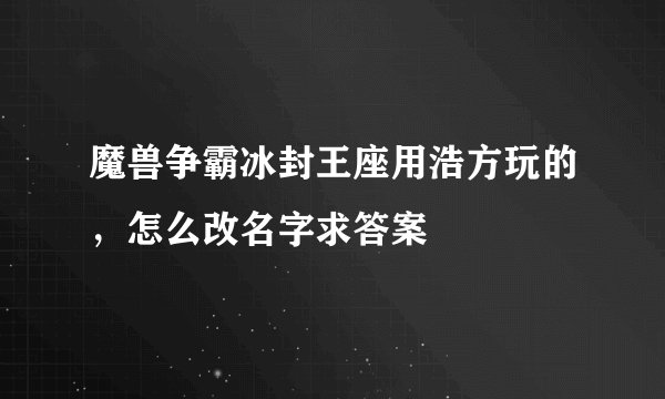 魔兽争霸冰封王座用浩方玩的，怎么改名字求答案