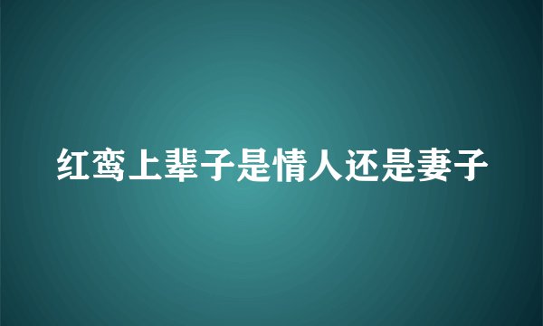 红鸾上辈子是情人还是妻子