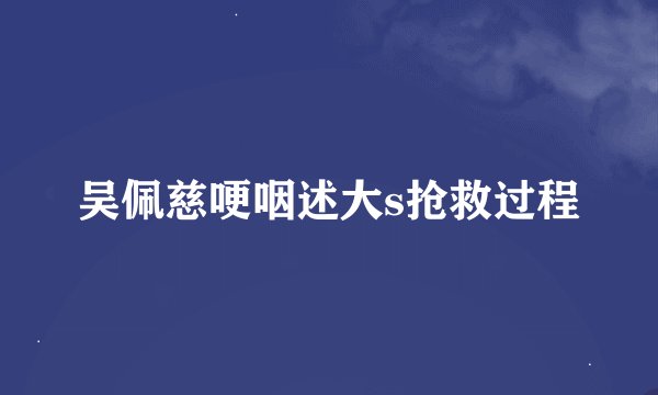 吴佩慈哽咽述大s抢救过程