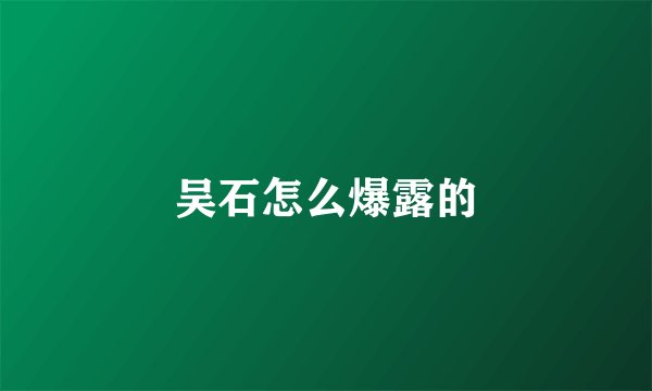 吴石怎么爆露的