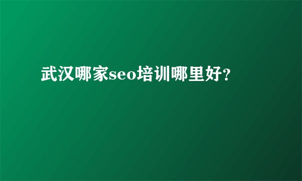 武汉哪家seo培训哪里好？